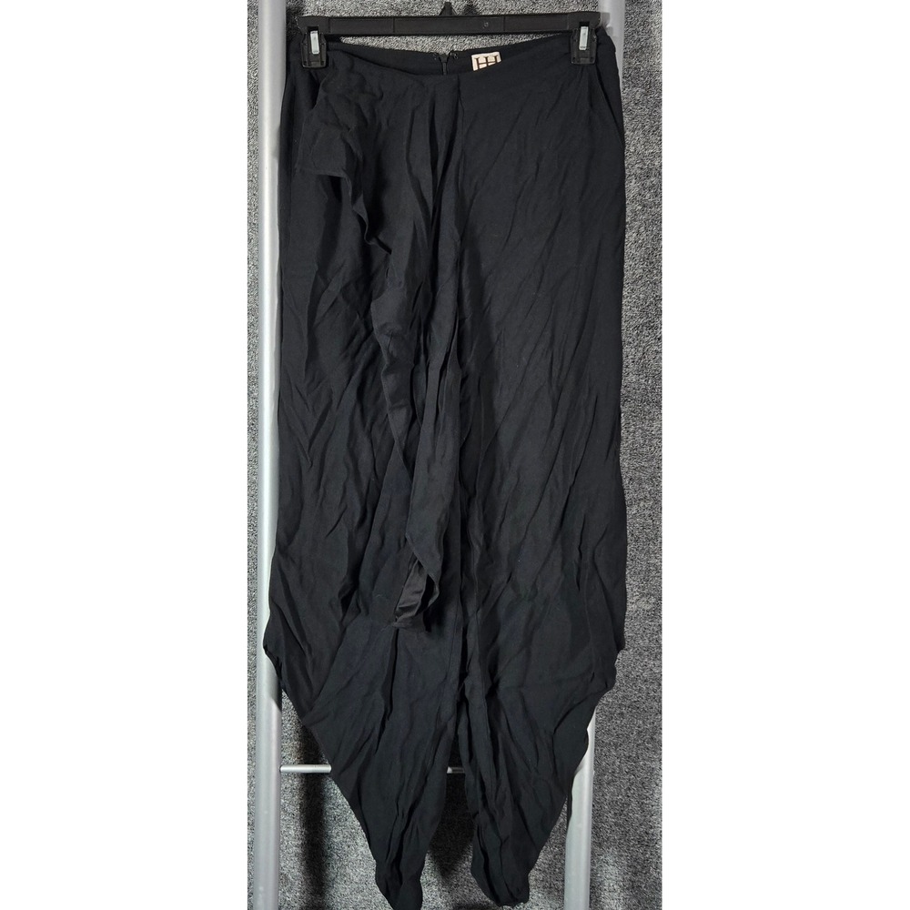 Haute Hippie Black Harem Pants Ruffle Draped Tapered Rayon Size 2 Made in USA